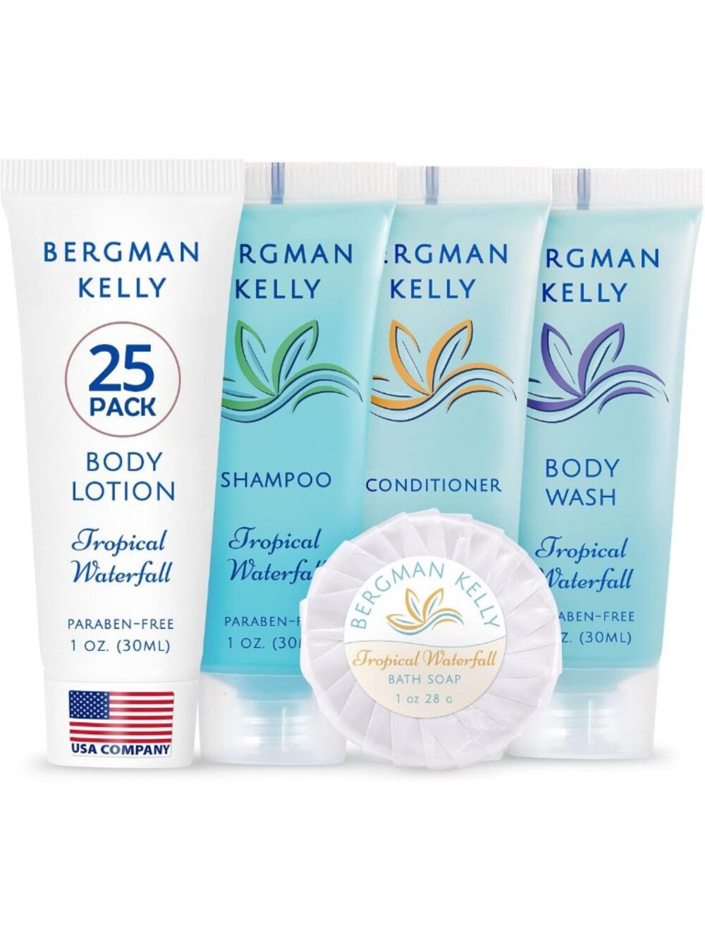 Tropical Waterfall Hotel Toiletries Bundle - 125 Mini Guest Amenities Set